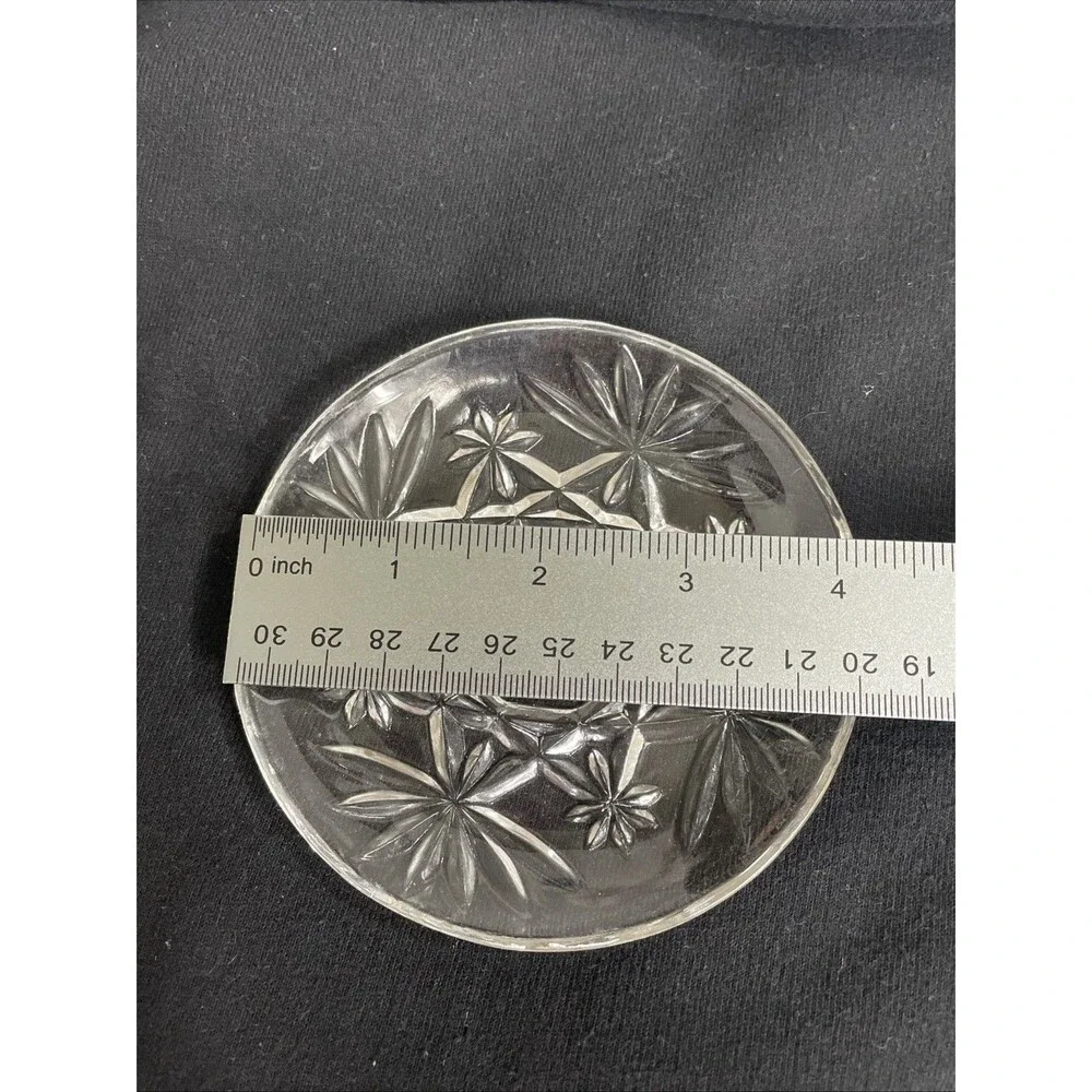 1960'S ANCHOR HOCKING GLASS PRESCUT CLEAR OATMEAL COASTER 4-1/2” Set Of 4